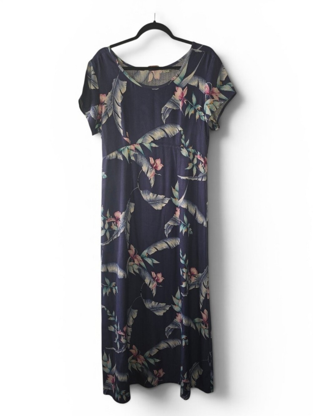 Tommy Bahama 100% Silk Floral Maxi Dress Slate Wedgewood Blue Tropical Size 12